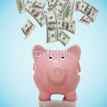 Fototapety Piggy bank with hundred dollar bills