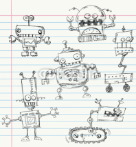 Obrazy i plakaty Robot doodles