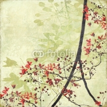 Fototapety Tangled Blossom Border on Antique Paper